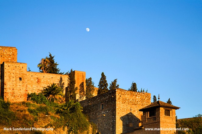 Moon Rising over the Alcazaba in Malaga