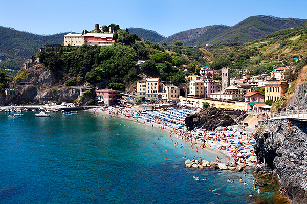 The Old Town Beach at Monterosso al Mare from the Cinque Terre Coastal Path