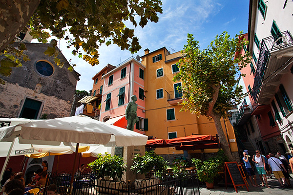 Outdoor Tables in Largo Taragio the Main Square in Corniglia