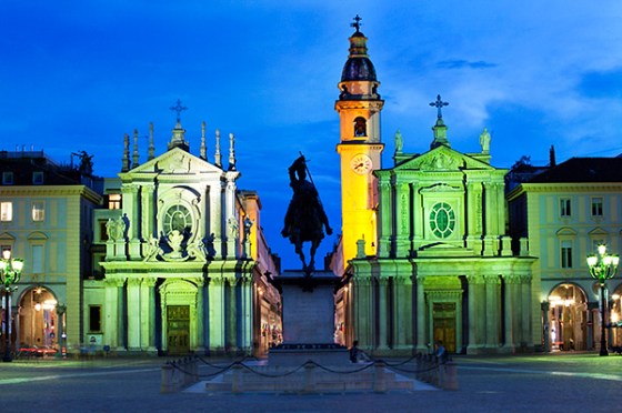 Piazza San Carlo as the Floodlights Come On at Dusk, Turin
