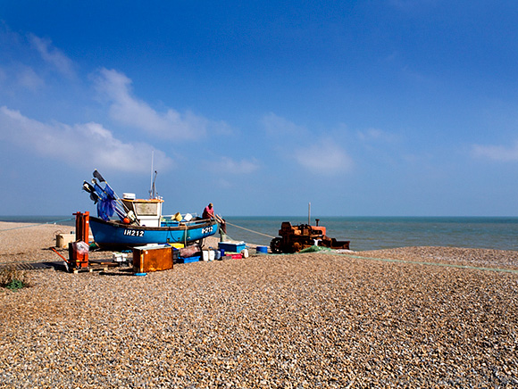 Fishing Boat and Tractor on the Shingle Beach