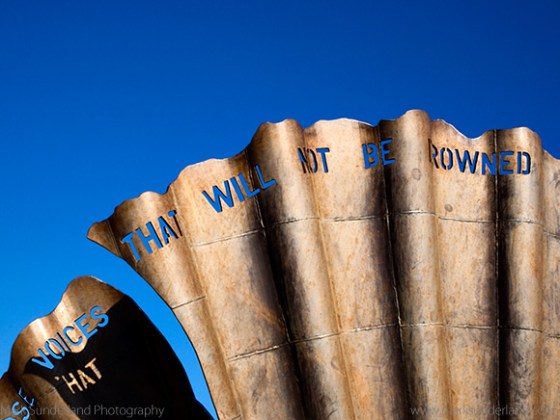 The Scallop Sculpture on Aldeburgh Beach