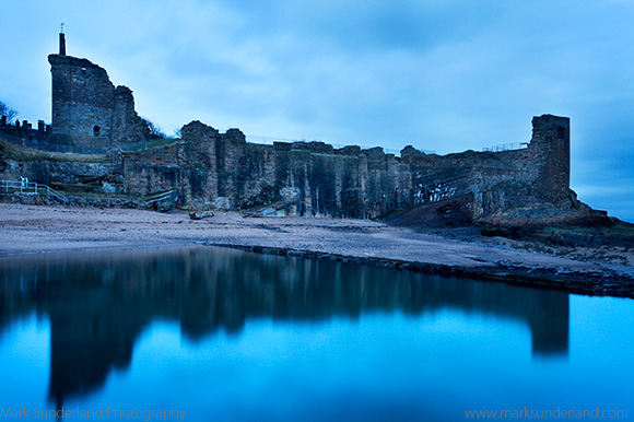 St Andrews Castle Reflected in the Bathing Pond before Dawn St Andrews Fife Scotland
