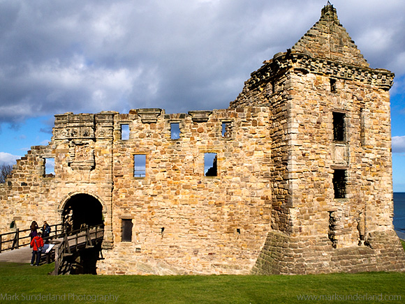 Visitors on the Drawbridge at St Andrews Castle