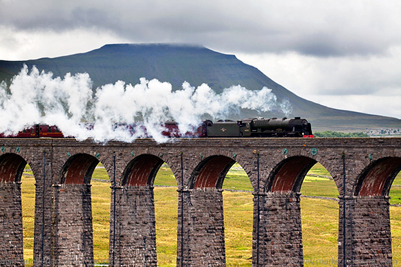 Steam Train Hauled by The Scots Guardsman on the Ribblehead Viad