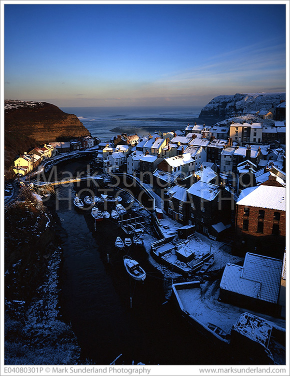 Snow Covered Rooftops at Staithes, Yorkshire, England © Mark Sunderland Photography