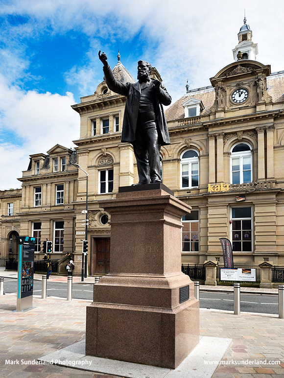 Statue of industrialist and MP William Edward Forster in Forster Square Bradford West Yorkshire England
