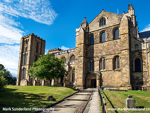 South Transept Entrance to Ripon Cathedral with Romanesque Arch Ripon North Yorkshire England