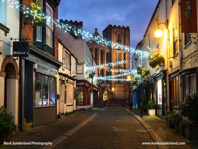 Kirkgate and Ripon Cathedral at Christmas