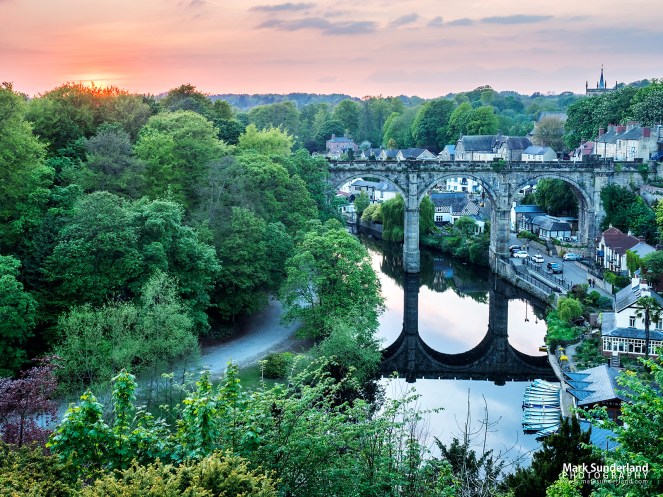 Knaresborough Viaduct at Sunset in Late Spring